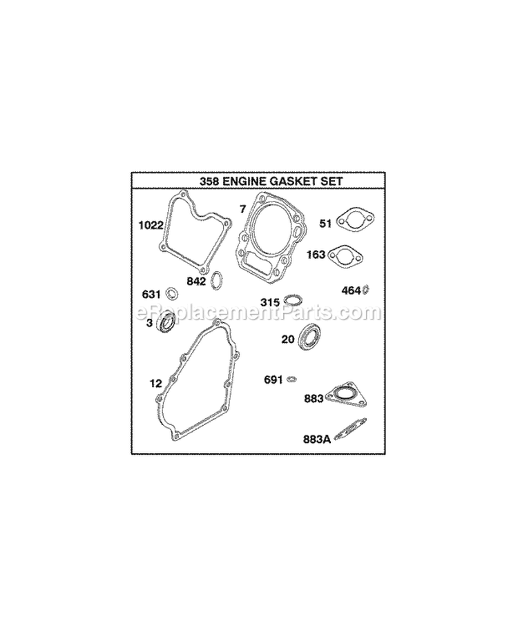 Gasket Set - Engine Diagram and Parts List for 118436-0115-B1  Briggs and Stratton Engine